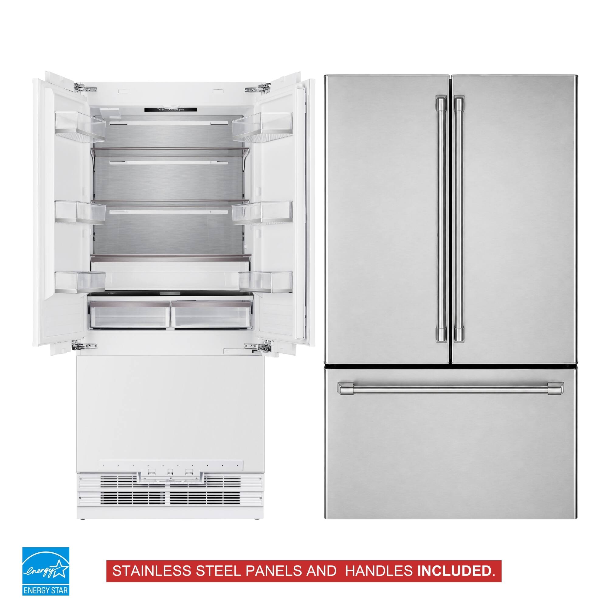 Kucht 36 in. 19.6 cu. ft. French Door Built-In Refrigerator in Panel Ready - Panels and Handles Included