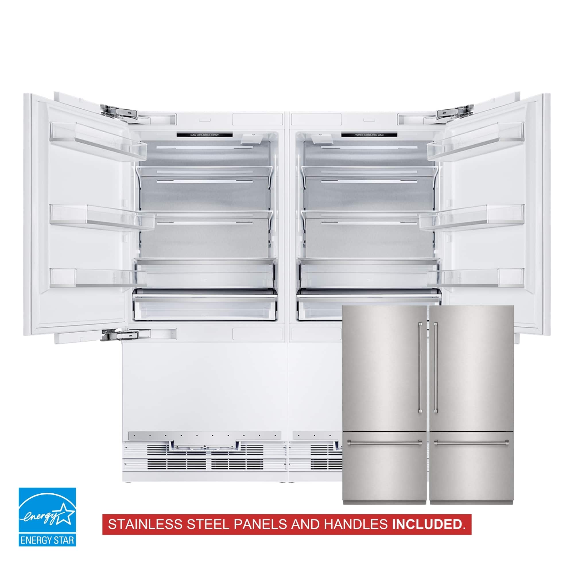 Kucht - 72 in. 39.6 cu. ft. French Door Built -In Refrigerator - Panels and Handles Included - Stainless Steel — FIN-0020975 | Fridge.com