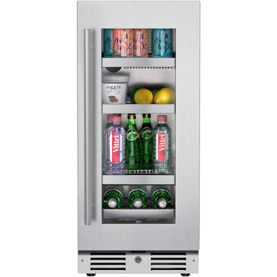 15 Inch Wide 63 Can Capacity Beverage Cooler with alternating (Blue, White, Amber) LED lighting, Door Alarm, Touch Control Panel and Lockable | Fridge.com