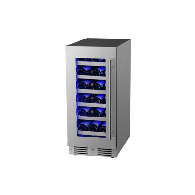 15 Inch Wide 23 Bottle Capacity Single Zone Wine Cooler with Alternating (Blue, White, Amber) LED lighting, Door Alarm, Touch Control Panel and Lockab | Fridge.com