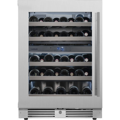 24 Inch Wide 37 Bottle Dual Zone Wine Cooler with Alternating (Blue, White, Amber) LED lighting, Door Alarm, Touch Control Panel and Lockable Left Hin | Fridge.com