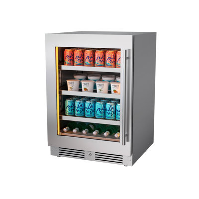 24 Inch Wide 154 Can Capacity Beverage Cooler with Alternating (Blue, White, Amber) LED lighting, Door Alarm, Touch Control Panel and Lockable | Fridge.com