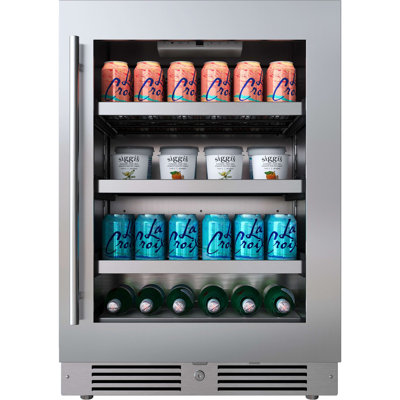 24 Inch Wide 154 Can Capacity Beverage Cooler with Alternating (Blue, White, Amber) LED lighting, Door Alarm, Touch Control Panel and Lockable | Fridge.com