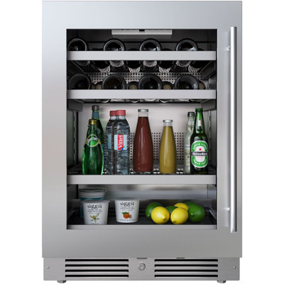 24 Inch Wide 16 Bottle and 70 Can Capacity Beverage Cooler with Alternating (Blue, White, Amber) LED lighting, Door Alarm, Touch Control Panel and Loc | Fridge.com