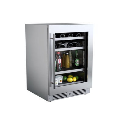 24 Inch Wide 16 Bottle and 70 Can Capacity Beverage Cooler with Alternating (Blue, White, Amber) LED lighting, Door Alarm, Touch Control Panel and Loc | Fridge.com