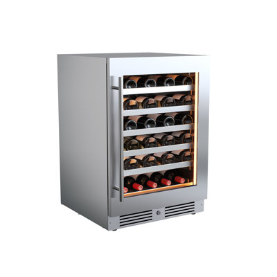 24 Inch Wide 45 Bottle Capacity Single Zone Wine Cooler with Alternating (Blue, White, Amber) LED lighting, Door Alarm, Touch Control Panel and Lockab | Fridge.com