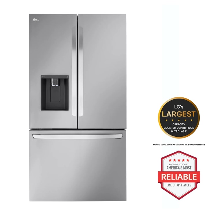 LG Smart Counter-Depth MAX French Door Refrigerator, Stainless Steel, 26 cu. ft. | Fridge.com