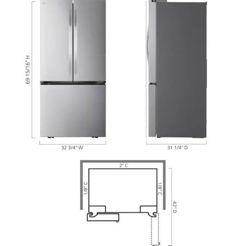 LG LF21G6200S 21 cu. ft. Stainless Counter-Depth 3-Door French Door Refrigerator - View 2 | Fridge.com