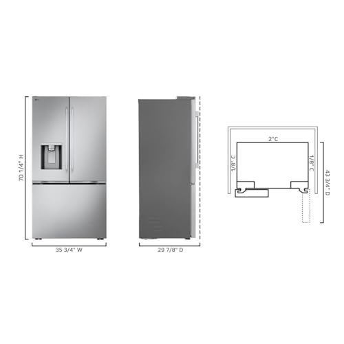 LG 24 cu. ft. Counter Depth Max Zero Clearance 3-Door French Door Refrigerator With Craft Ice In Printproof Stainless Steel LF24Z6530S - View 2 | Fridge.com