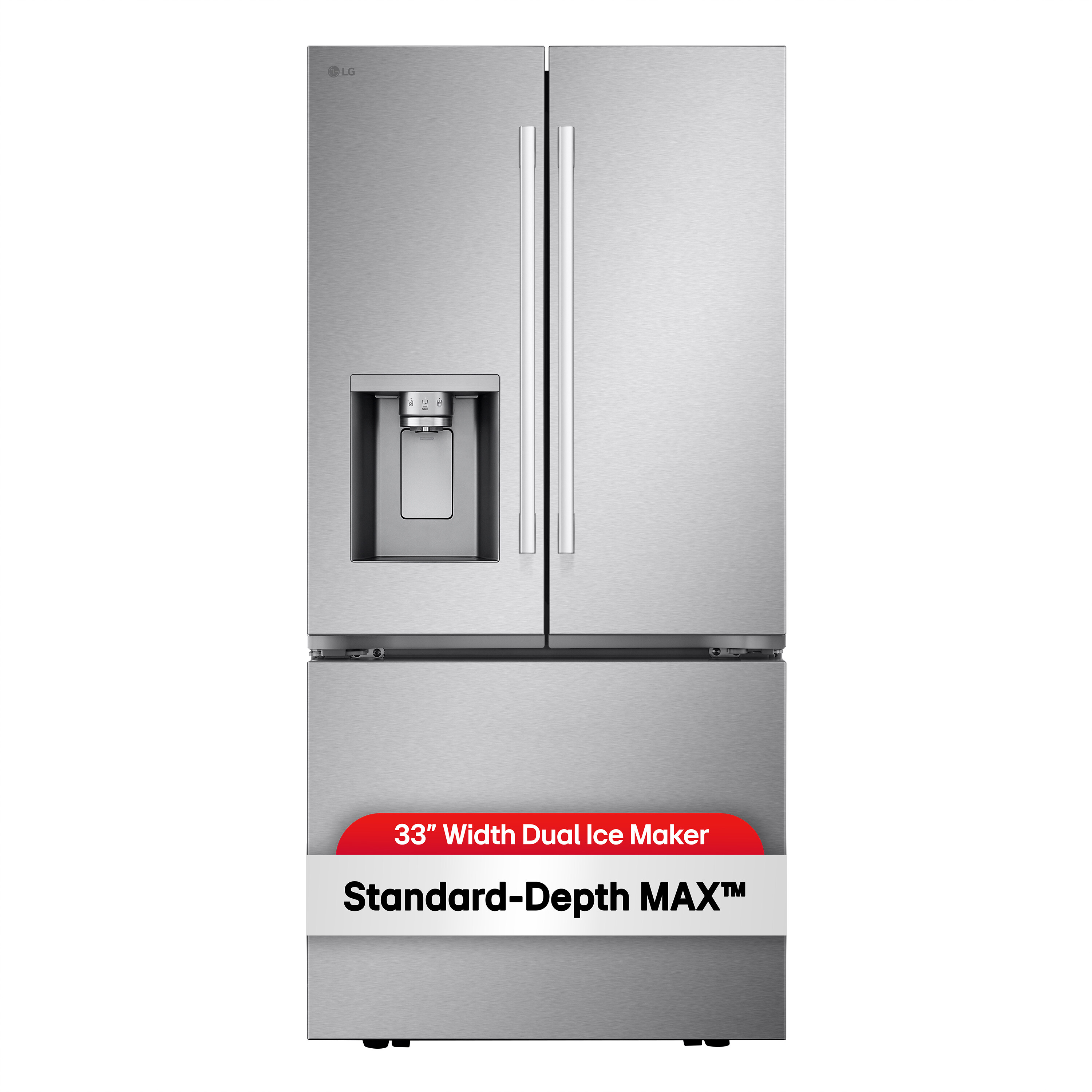 LG 3-Door French Door Refrigerator with Hybrid Handle Design and External Ice and Water Dispenser, Stainless Steel, 25 cu. ft. | Fridge.com