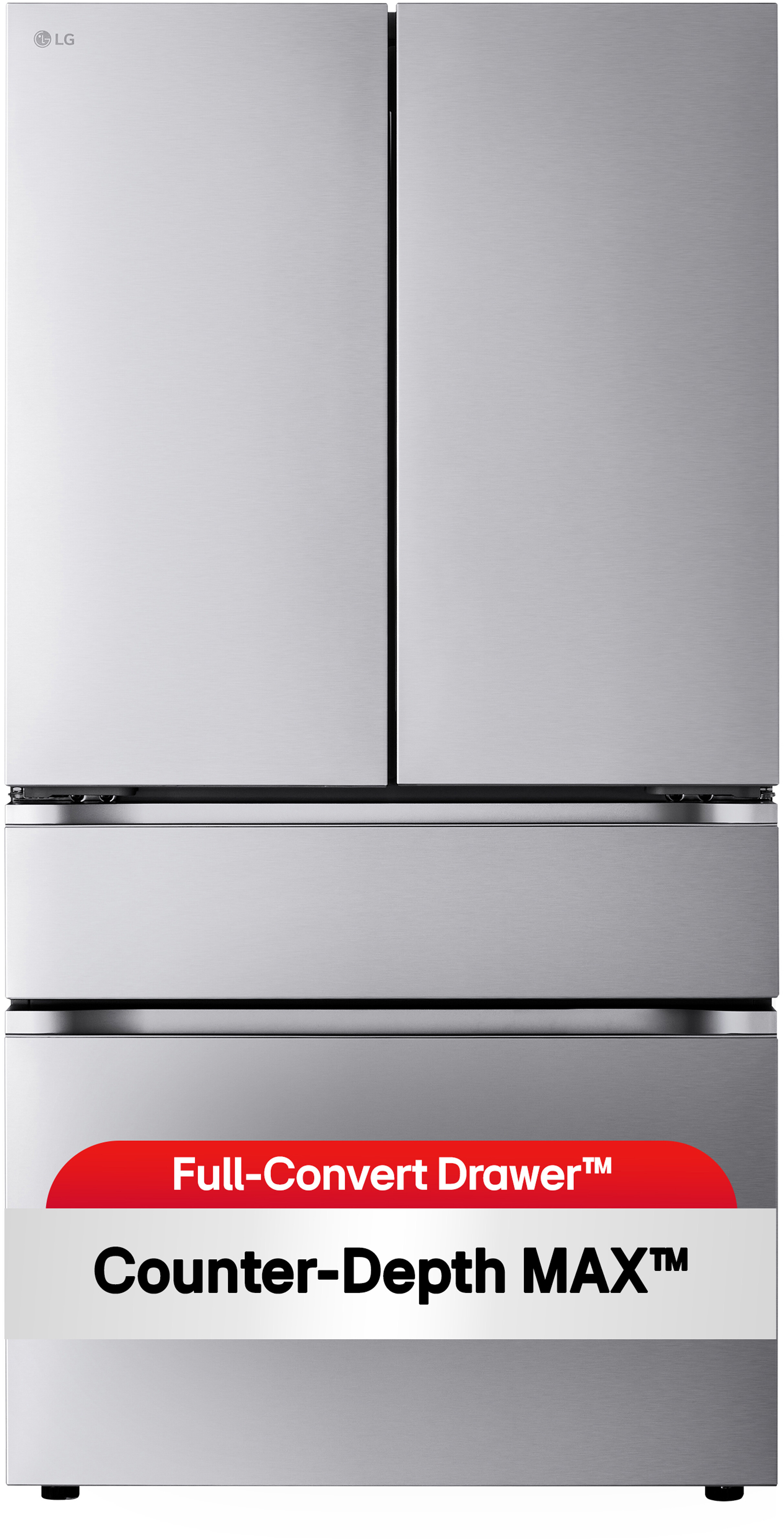 LG Counter-Depth MAX, 4-Door French Door Refrigerator with Full-Convert Drawer and Internal Ice and Water Dispenser, Print Proof Stainless Steel, 26 c | Fridge.com