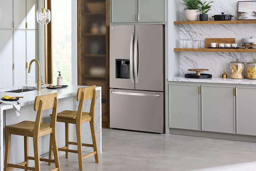 LG 29 cu. ft. Smart Mycolor InstaView Standard-Depth Max 4-Door French Door Refrigerator In Stainless Steel LF29S8365S - View 2 | Fridge.com
