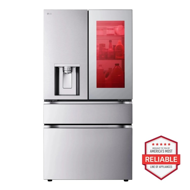 LG - 36-in Standard-Depth MAX 28.6 Cu. Ft. 4-Dr Fr Door-in-Door Smart Refrig w/Mirror InstaView, MyColor & Mini Craft Ice - Stainless Steel — FIN-0019567 | Fridge.com