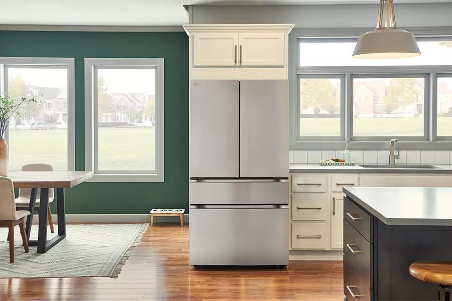 LG Smart Standard-Depth Max, 4-Door French Door Refrigerator With Full-Convert Drawer, Print Proof Stainless Steel, 30 Cu. Ft. - View 2 | Fridge.com