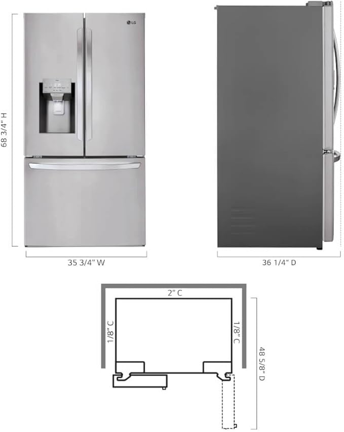 LG 36 Inch Smart French Door Refrigerator With 28 cu.ft. Capacity, WiFi Enabled, Thinq Technology, Slim Spaceplus® Ice System, Printproof™ Stainless Steel - View 2 | Fridge.com