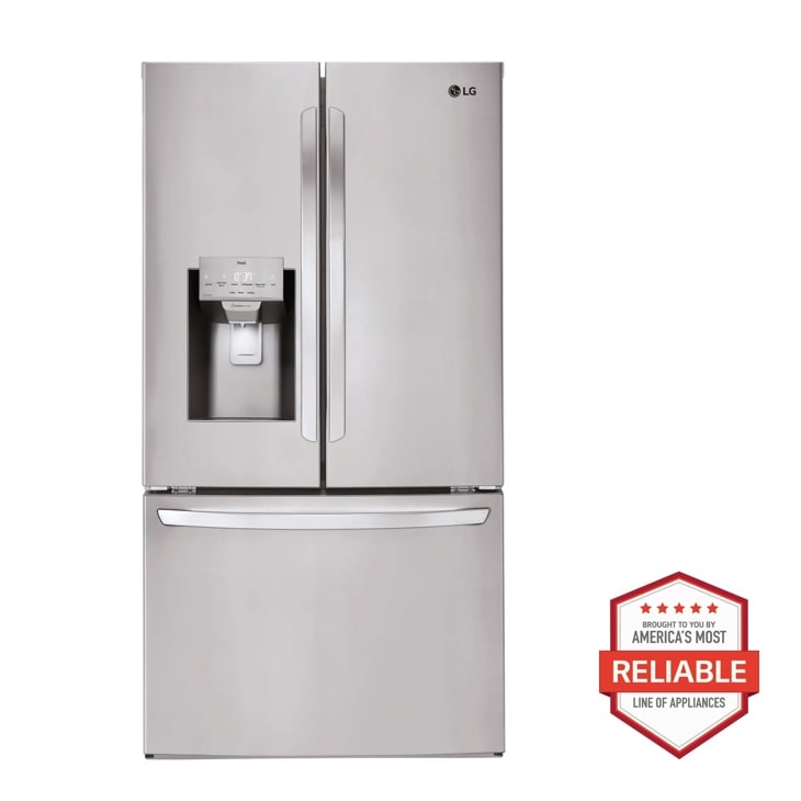LG 3 Door French Door, Standard Depth Refrigerator with Dual Ice Makers, Stainless Steel, 28 cu. ft. — FIN-0018106 | Fridge.com
