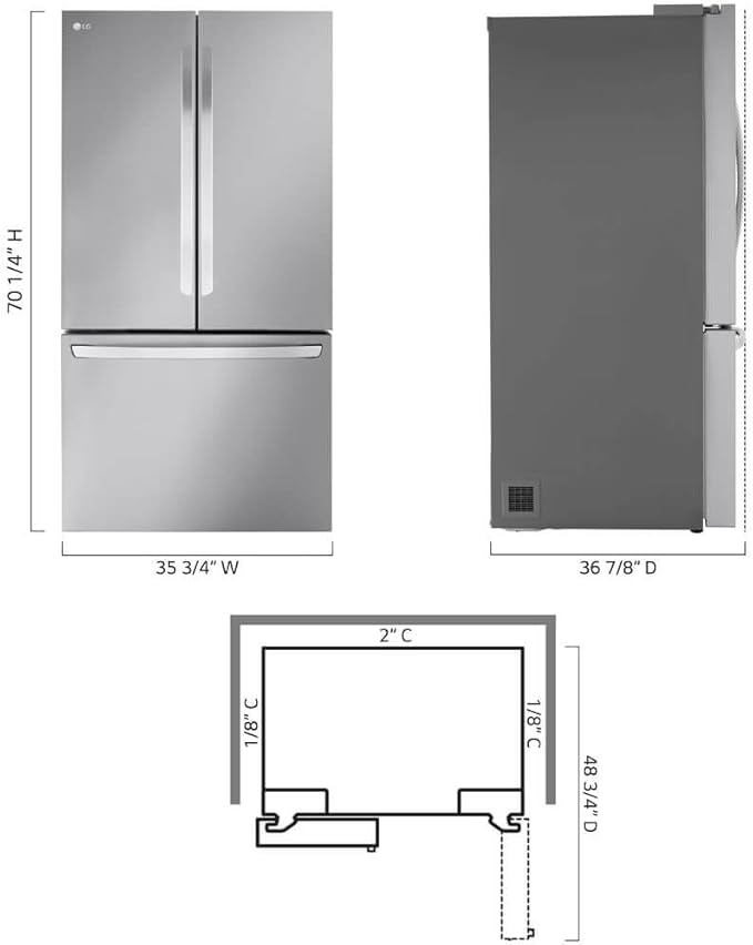 LG Smart French Door Refrigerator With Internal Water Dispenser Max 31.7 cu. ft. Stainless Steel - View 2 | Fridge.com