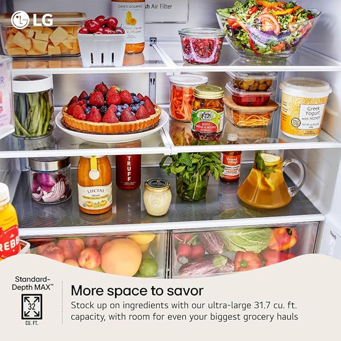 LG Smart French Door Refrigerator With Internal Water Dispenser Max 31.7 cu. ft. Stainless Steel - View 5 | Fridge.com