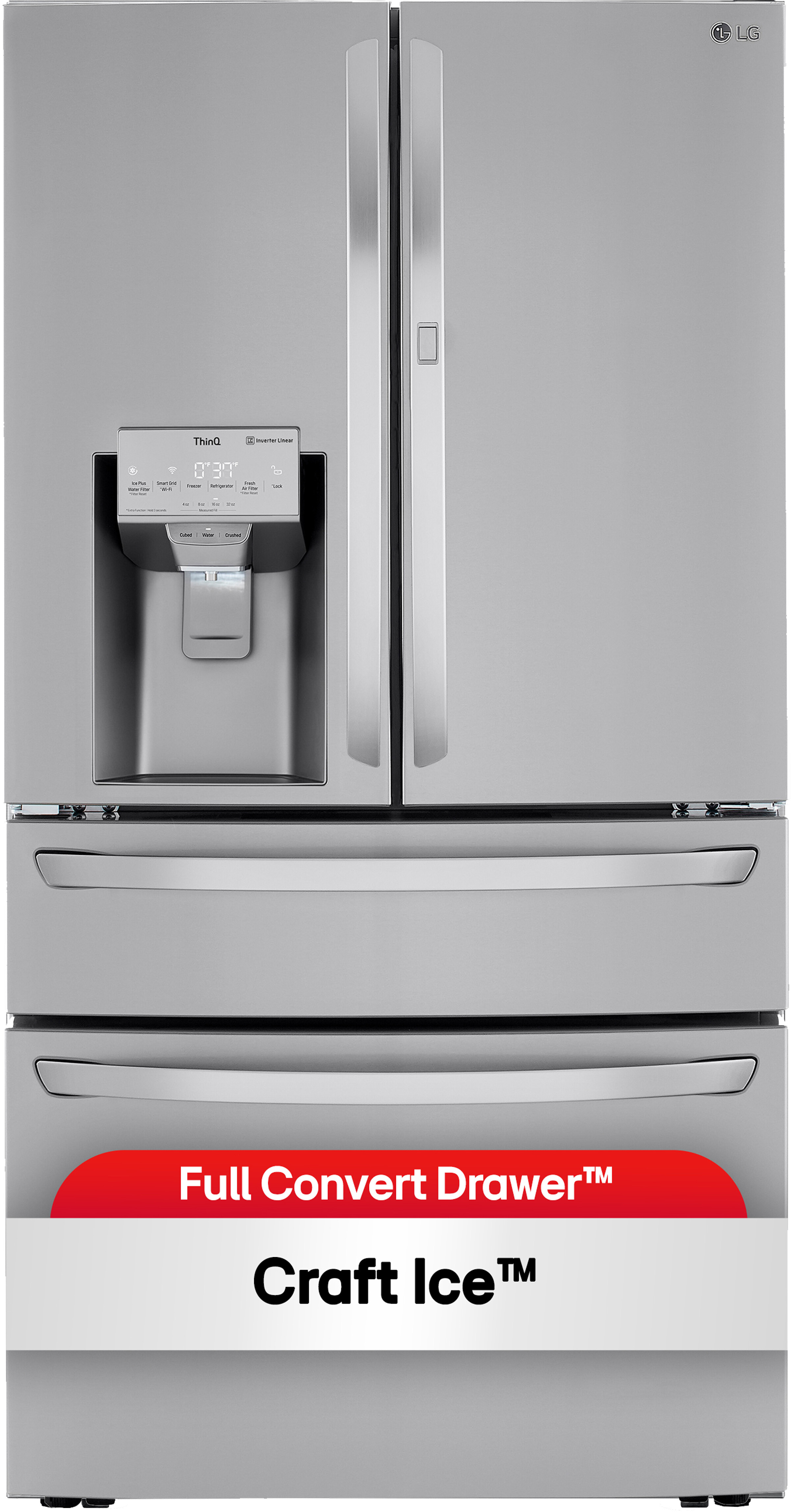 LG 36" Counter Depth French Door Refrigerator 23 cu. ft. Smart Refrigerator | Fridge.com