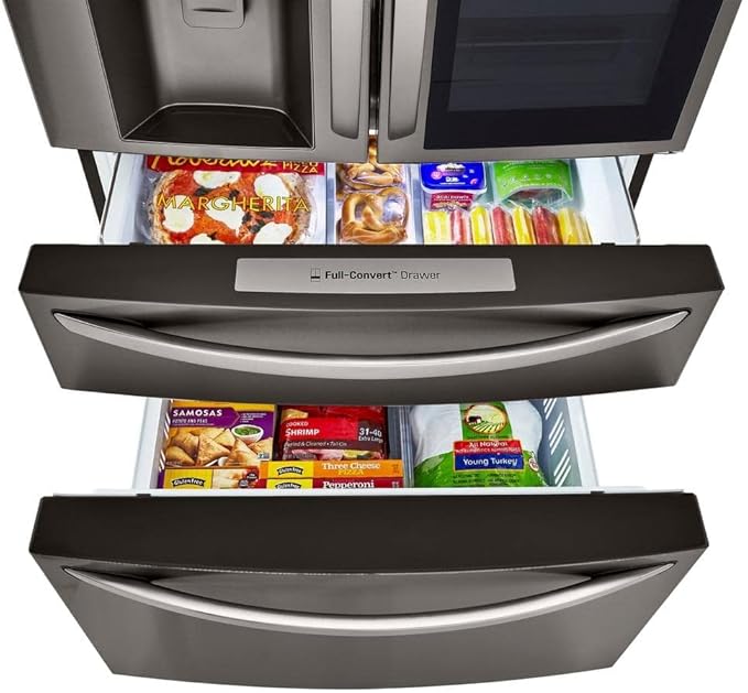 LG - 36-in Wide 22.5 cu. ft. 4-Door French Door-In-Door Counter-Depth Smart Refrigerator With Craft Ice - Black Stainless Steel - View 6 | Fridge.com