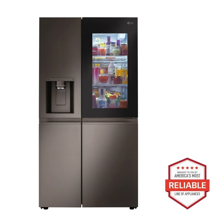 LG Side-By-Side Counter-Depth InstaView Refrigerator with Craft Ice, Black Stainless Steel, 23 cu. ft. | Fridge.com