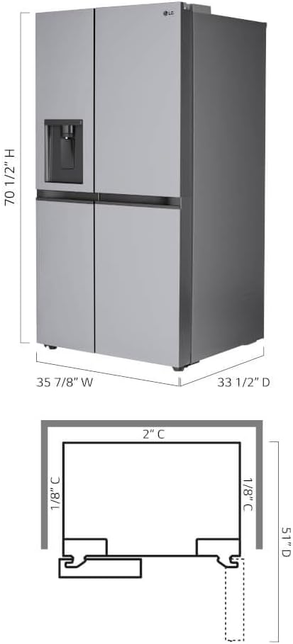 LG LRSWS2806S 27.6 cu. ft. Stainless Steel Side-By-Side Smart Refrigerator - View 4 | Fridge.com