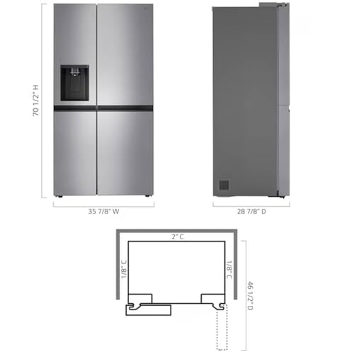 LG LRSXC2306S 23 cu. ft. Stainless Counter Depth Side-By-Side Refrigerator - View 3 | Fridge.com
