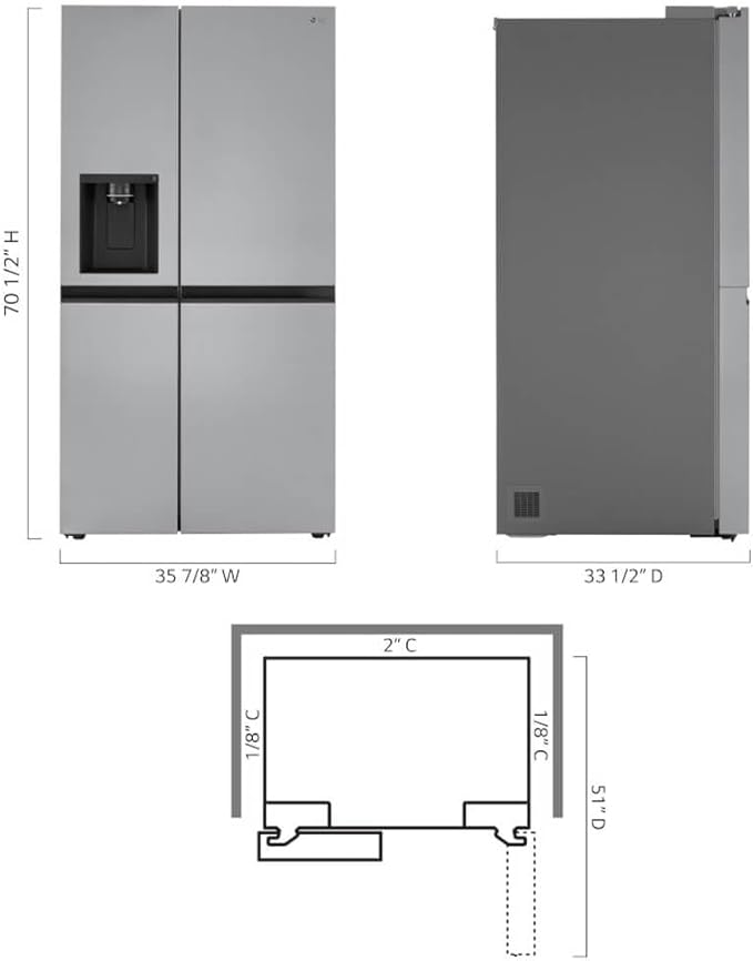 27 cu. ft. Side-By-Side Refrigerator With Smooth Touch Ice Dispenser - View 2 | Fridge.com
