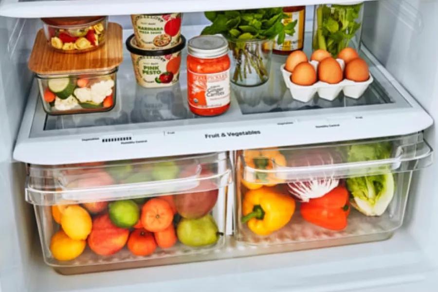 LG 33-Inch Wide Top Freezer Refrigerator - Stainless Steel, LED Lighting, 24 cu. ft. - View 3 | Fridge.com