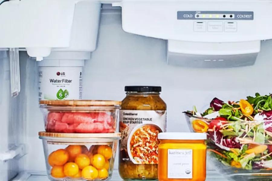 LG 33-Inch Wide Top Freezer Refrigerator - Stainless Steel, LED Lighting, 24 cu. ft. - View 4 | Fridge.com