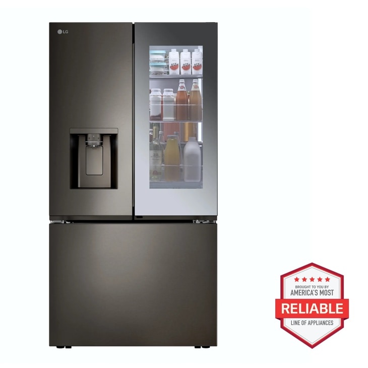 LG Smart Standard-Depth MAX French Door Refrigerator with Four Types of Ice and Mirror InstaView, Black Stainless Steel, 31 cu. ft. | Fridge.com
