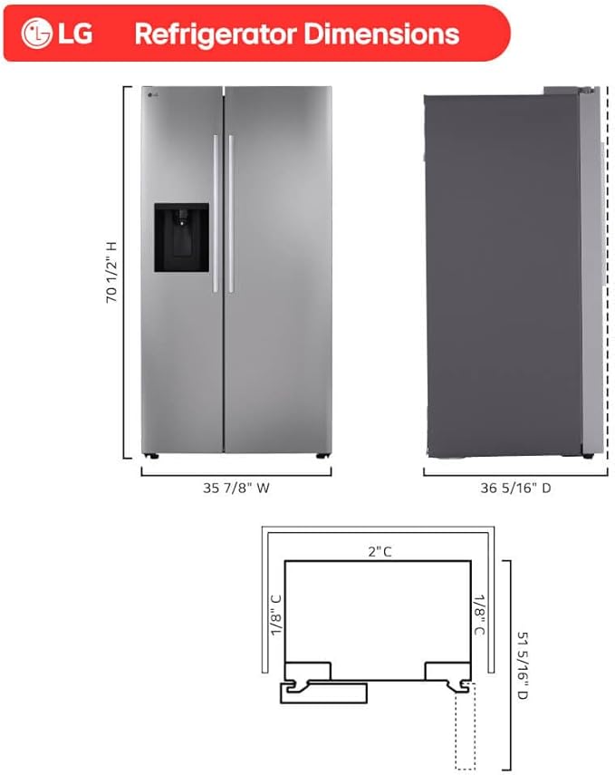 LG 27 cu. ft. Side-By-Side Standard Depth Slim In Door Ice And Water Dispenser In Printproof Stainless Steel Wi-Fi Enabled LS27T3230S - View 4 | Fridge.com