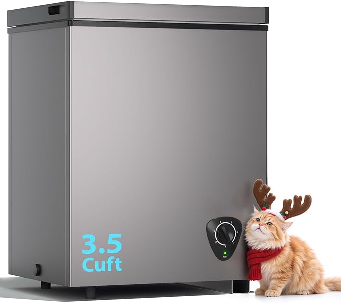 LifePlus Chest Freezer 3.5 Cubic Feet with Removable Basket and Fast Cooling, Small Deep Freezer, Adjustable Temperature, Energy Saving, Low Noise,Top Open Door Compact Freezer for Kitchen Garage | Fridge.com