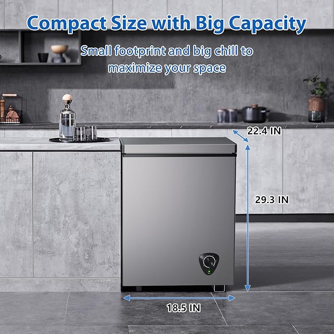 Lifeplus Chest Freezer 3.5 Cubic Feet With Removable Basket And Fast Cooling, Small Deep Freezer, Adjustable Temperature, Energy Saving, Low Noise,Top Open Door Compact Freezer For Kitchen Garage - View 2 | Fridge.com
