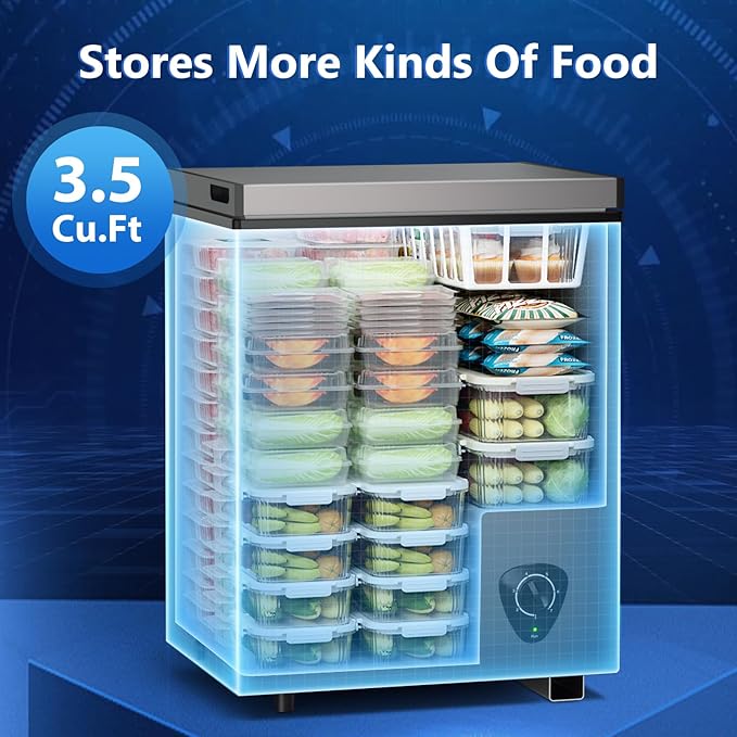 Lifeplus Chest Freezer 3.5 Cubic Feet With Removable Basket And Fast Cooling, Small Deep Freezer, Adjustable Temperature, Energy Saving, Low Noise,Top Open Door Compact Freezer For Kitchen Garage - View 4 | Fridge.com