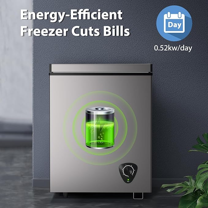 Lifeplus Chest Freezer 3.5 Cubic Feet With Removable Basket And Fast Cooling, Small Deep Freezer, Adjustable Temperature, Energy Saving, Low Noise,Top Open Door Compact Freezer For Kitchen Garage - View 5 | Fridge.com