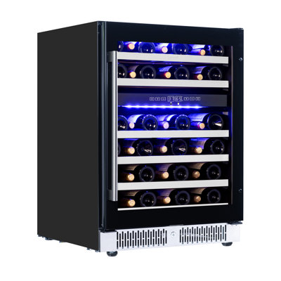 Wine Fridge 24 Inch, 46 Bottles Wine Refrigerator Cooler With Temperature Memory & Touchscreen Design, Double UV Glass Door And Removable Shelves, Bui | Fridge.com
