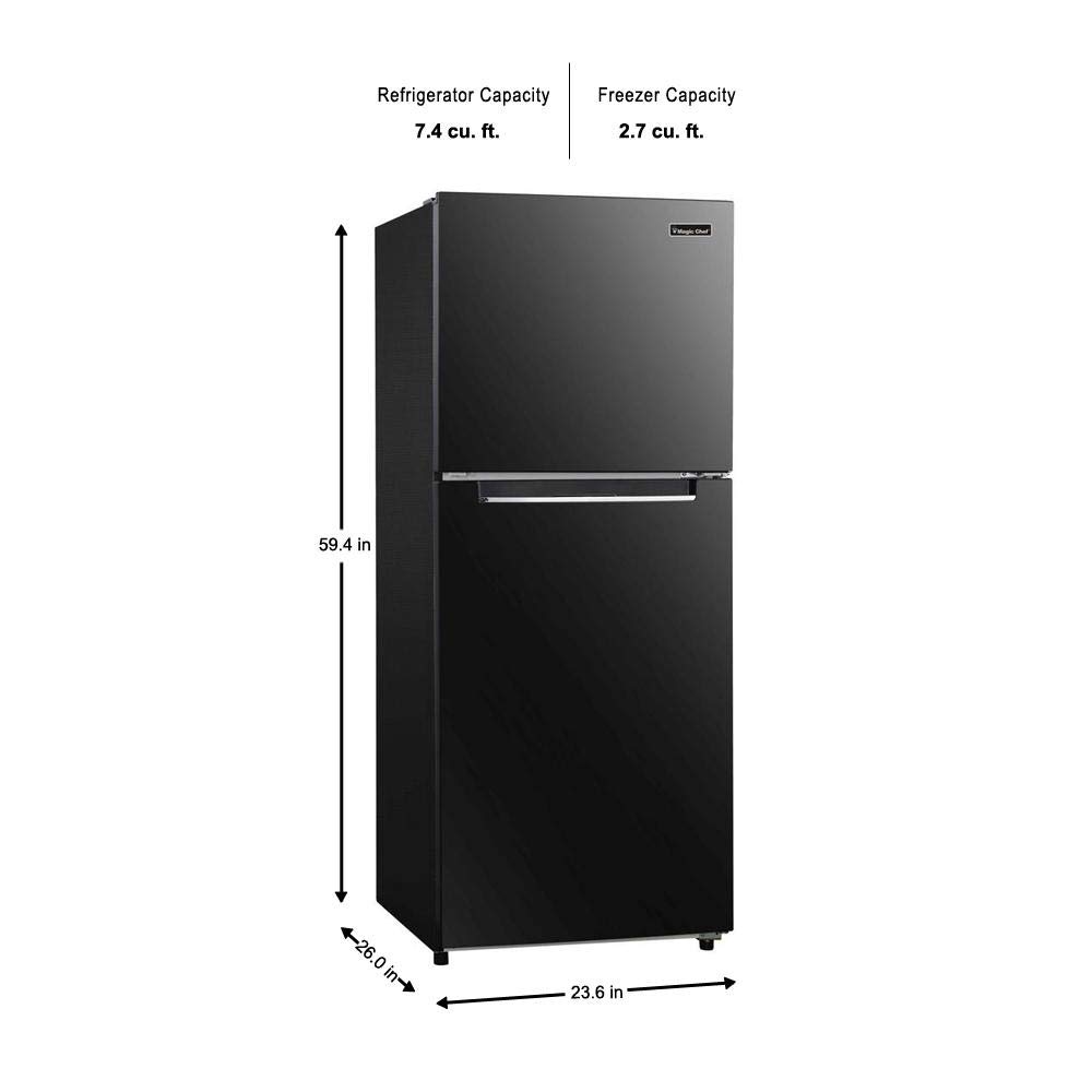 Magic Chef 10.1-cu. ft. Refrigerator With Top Freezer In Platinum Steel - View 3 | Fridge.com