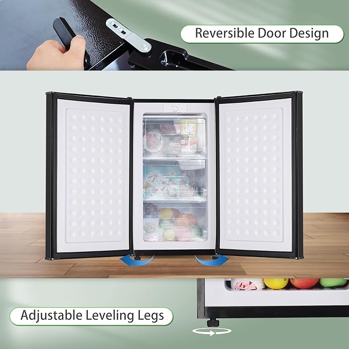 Maine Mini Upright Freezer, 3.6 Cubic Feet, Single Door Compact Freezer With Reversible Stainless Steel Door, 3-Speed Temperature Adjustment Small Freezer For Home/Dorms - View 5 | Fridge.com