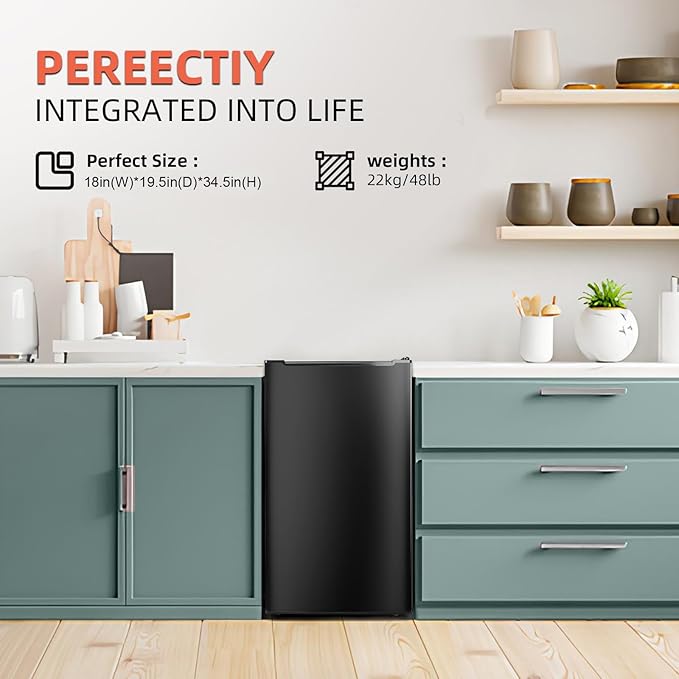 Maine Mini Upright Freezer, 3.6 Cubic Feet, Single Door Compact Freezer With Reversible Stainless Steel Door, 3-Speed Temperature Adjustment Small Freezer For Home/Dorms - View 6 | Fridge.com