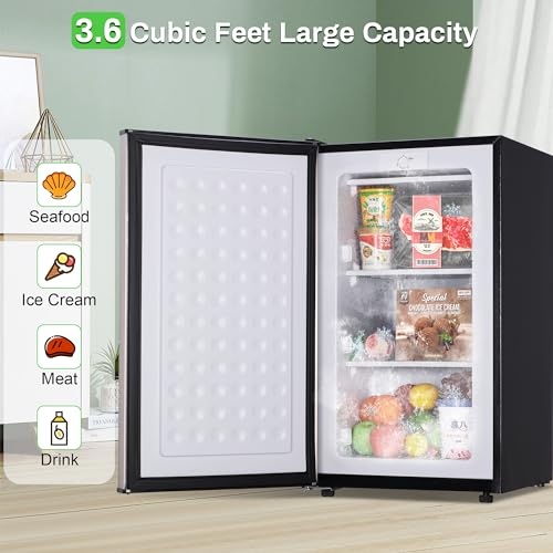 Mini Upright Freezer 3.6 Cubic Feet Mini Freezer, Reversible Stainless Door - View 5 | Fridge.com