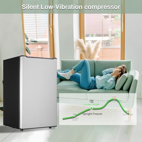Mini Upright Freezer 3.6 Cubic Feet Mini Freezer, Reversible Stainless Door - View 6 | Fridge.com