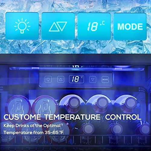 Manastin Beverage Refrigerator Cooler-130 Cans Freestanding Mini Fridge Cooler With Glass Door, Adjustable Shelves & Digital Temperature Display For Soda, Wine Or Beer (Black, 3.2 cu.ft) - View 5 | Fridge.com