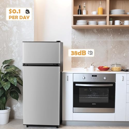 Manastin 4.5 cu.ft Mini Fridge Freezer For Dorm/Office, 2-Door, Quiet - View 3 | Fridge.com