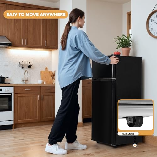 Manastin 4.5 cu.ft Mini Fridge With Freezer, Small Refrigerator With 2 Doors For Kitchen, Dorm, Office And Bedroom, Mini Fridge With Adjustable Shelves (Black) - View 2 | Fridge.com