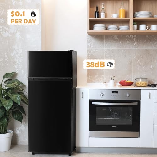 Manastin 4.5 cu.ft Mini Fridge With Freezer, Small Refrigerator With 2 Doors For Kitchen, Dorm, Office And Bedroom, Mini Fridge With Adjustable Shelves (Black) - View 3 | Fridge.com