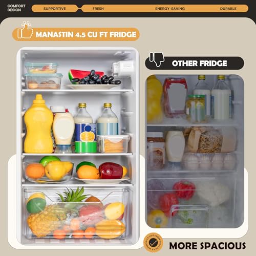 Manastin 4.5 cu.ft Mini Fridge With Freezer, Small Refrigerator With 2 Doors For Kitchen, Dorm, Office And Bedroom, Mini Fridge With Adjustable Shelves (Black) - View 4 | Fridge.com