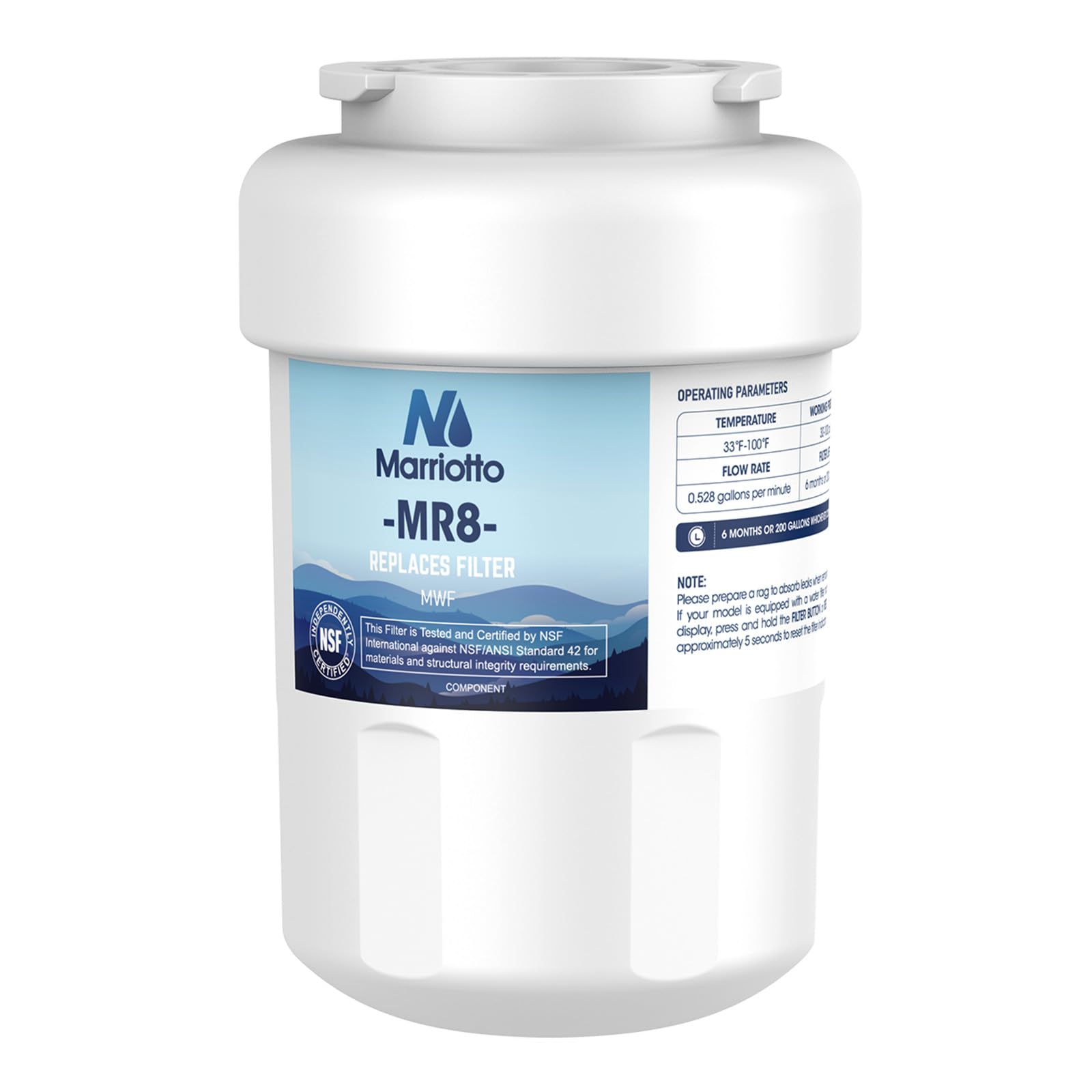 Marriotto Smart Water Filters For Refrigerators Nsf 42 Certified Cartridges Compatible With Mwf, Mwfa, Mwfp, Gwf, Gwfa, 46-9991, Hdx Fmg-1, WFC1201, 1 Pack - View 1 | Fridge.com