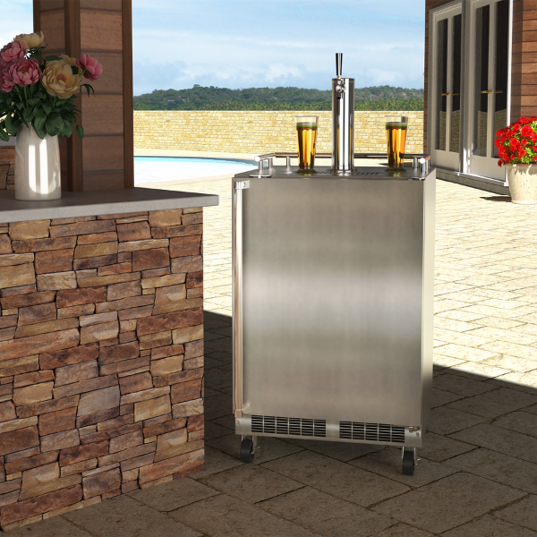 5.7 Cubic Feet Stainless Steel Outdoor Freestanding Kegerator With Door Lock And Adjustable Temperature - View 2 | Fridge.com