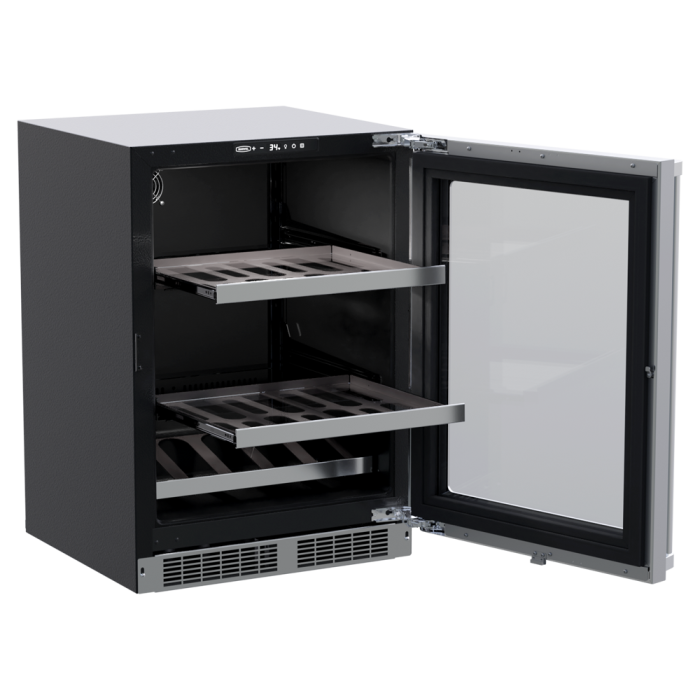 Marvel 24"W. Professional 5.5 cu.ft. Built-In Dual Zone Beverage Center - Stainless Steel Frame With Glass - View 3 | Fridge.com